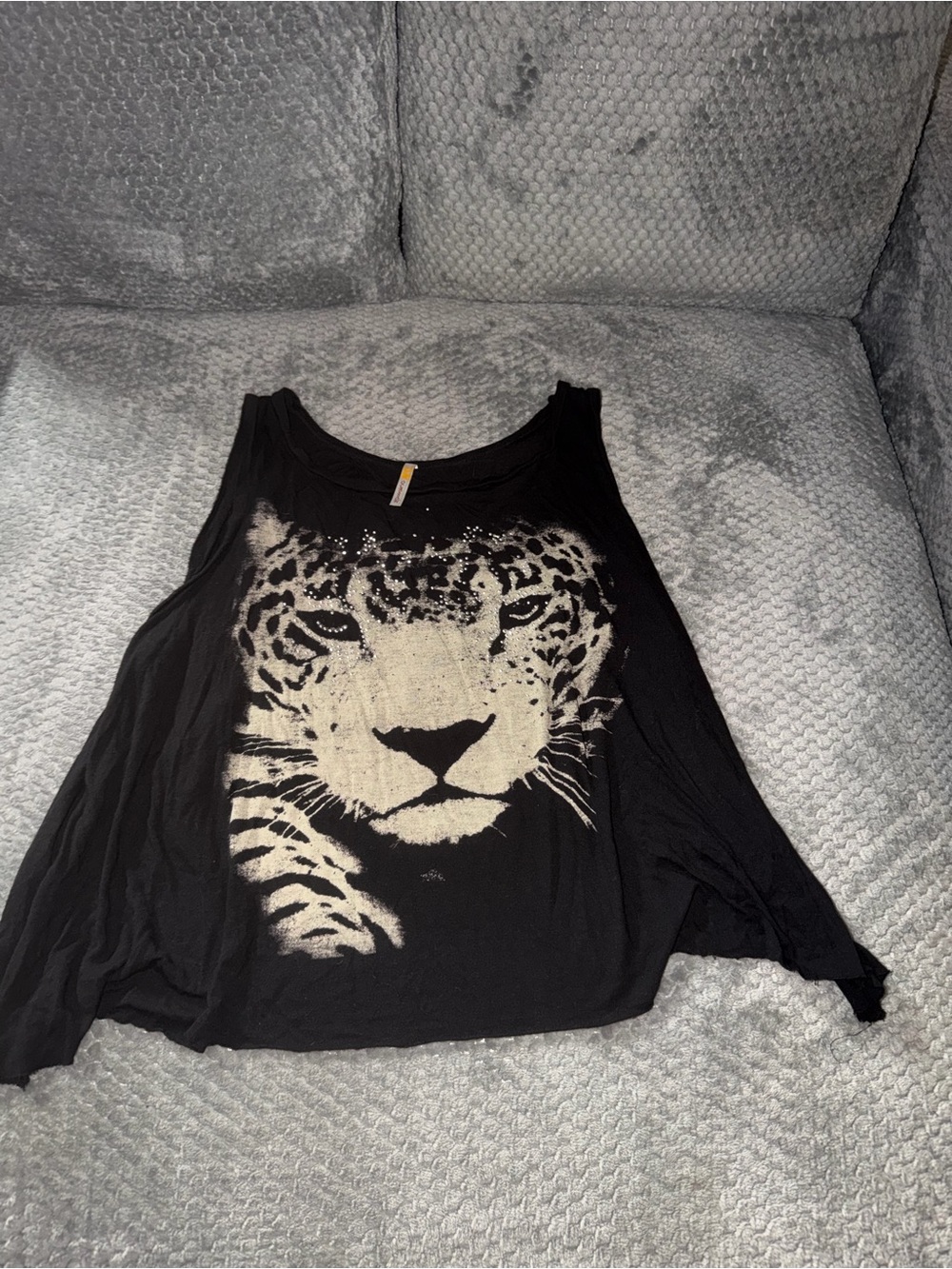 Y2K Black Women's Leopard Face Graphic Tank Top